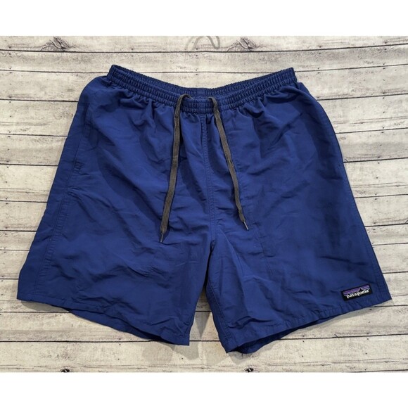 PATAGONIA Mens Baggies Nylon Short Sz S Blue Mesh Lined Active Gym 7” Inseam - Picture 3 of 16